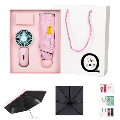 Hand Electric Fan Umbrella Gift Set