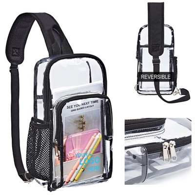 Clear PVC Sling Backpack - Transparent Crossbody Travel Bag