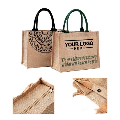 Eco-Friendly Reusable Jute Tote Bag for Groceries