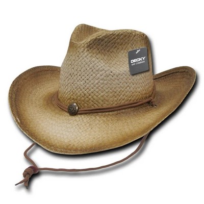 Decky Paper Straw Woven Cowboy Hat