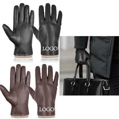 Winter Warm Touchscreen PU Leather Gloves