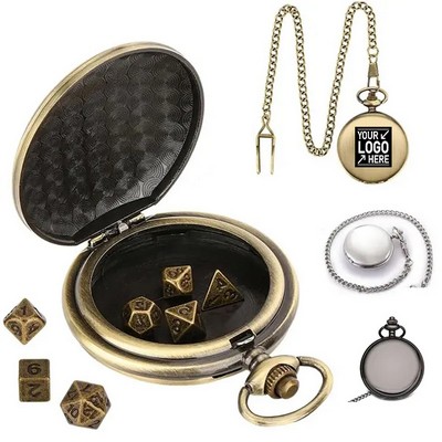 Mini Polyhedral Dice Set Pocket Watch Case