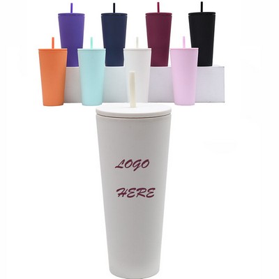 26 Oz Double Wall Plastic Tumblers With Straw