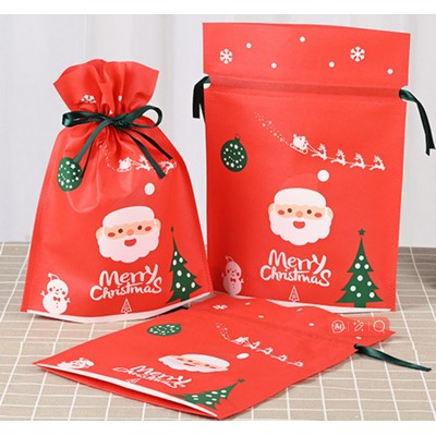 Christmas Non-woven Drawstring Pouch Bag