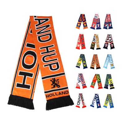 Acrylic Knit Sport Soccer Scarf w/Fringe