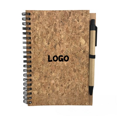 Eco-Friendly Cork Board Notebook with Pen