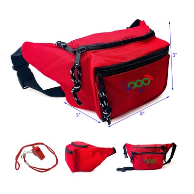 Lifeguard Fanny Pack with Whistle Lanyard Baywatch Style First Aid Hip Pack