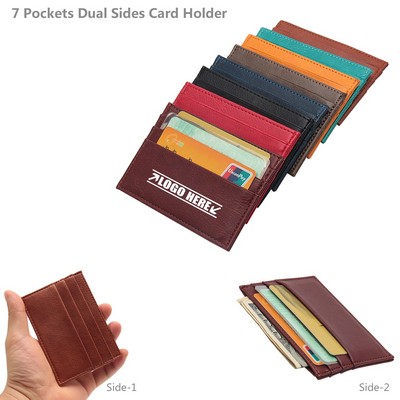 2 Sides Business PU Leather Card Holder w/Wallet