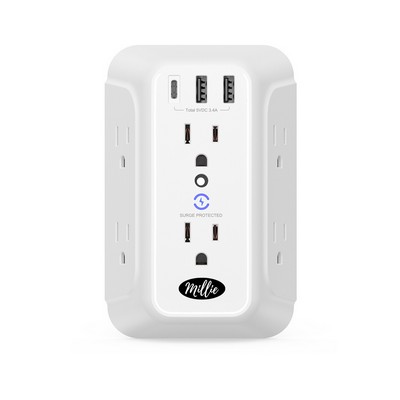 Wall Charger Surge Protector 6 Outlet Extender with 3 USB