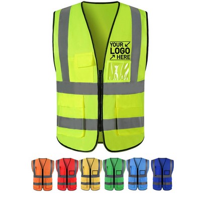 Safety Vest With Pockets And Reflective Strips