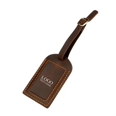 Vintage Crazy Horse Leather Luggage Tag