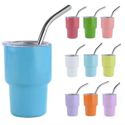 3 Oz. Stainless Steel Insulated Mini Shot Tumbler with Straw