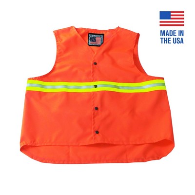 Safety Vest w/Two Tone Reflective Tape - (Domestic)