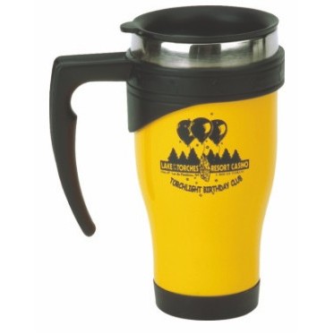 16 Oz. Double Stainless Steel Travel Mug, Yellow Coated