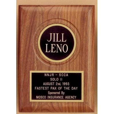 Walnut Plaque w/ 2 1/2" Diameter Brass Disc (5"x7")