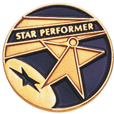 ¾" Star Performer Die Struck Enameled Gold Plated Pin