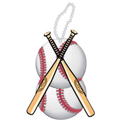 Baseballs & Bats Promotional Key Chain w/ Black Back (8 Square Inch)