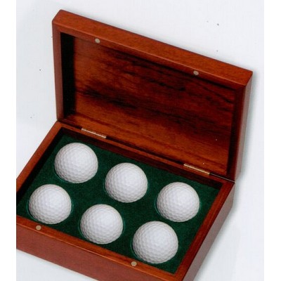 Rosewood finish Box w/ 2" Club Lorente Medallion, Holds 6 Golf Balls