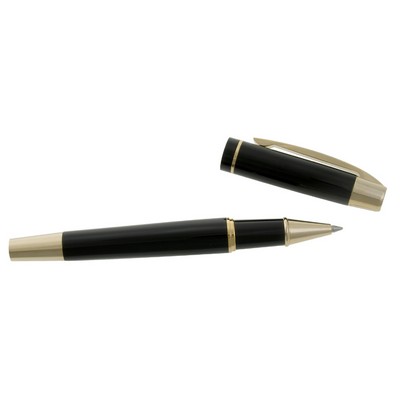 Black Lacquer Finish Roller Ball Pen w/Gold Accents