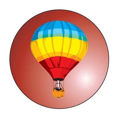 Hot Air Balloon Round Badge w/ Bar Pin (2 1/2")