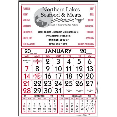 12-Sheet Calendar w/3 Month Business Display