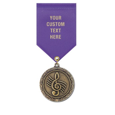 1 1/2" Music Cast MX Medal w/ Satin Drape Ribbon