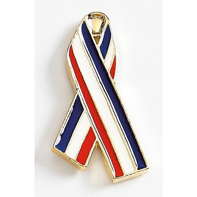 Patriotic Design Pin - Red/ White/ Blue Awareness Ribbon