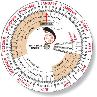 Pregnancy Birth Date Finder Wheel Calculator 4.25" dia, Full Color