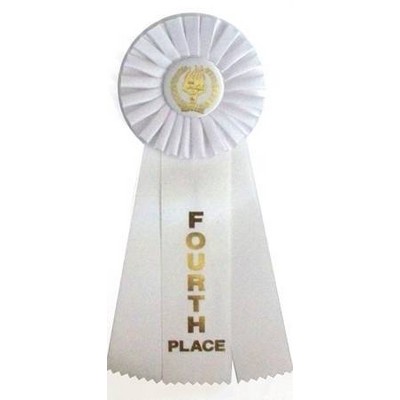 Rosette Ribbon - FOURTH PLACE - White - 4-1/2" x 11"