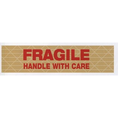 Stock Imprinted Reinforced Gummed Tape 3" x 450' (Fragile Handle With Care)