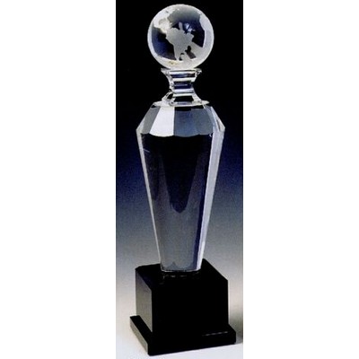 Crystal World Globe Trophy (12"x3 1/8")