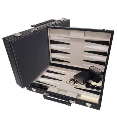 Black Leatherette Backgammon Set