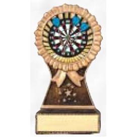 5 1/2" Resin Award w/ Ribbon - 2" Epoxy Dome Insert (3rd)