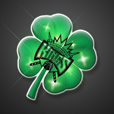 Imprinted 4 Leaf Clover St. Pat's Day Blinky Pin - Domestic Imprint