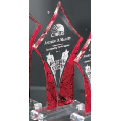 Red/ Clear Acrylic Diamond Trophy (12")