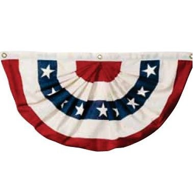 Pleated Full Fan-Polyester Americana w/Printed Stripes & Stars (3'x6')