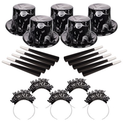 Ebony & Silver New Years Party Kit for 50