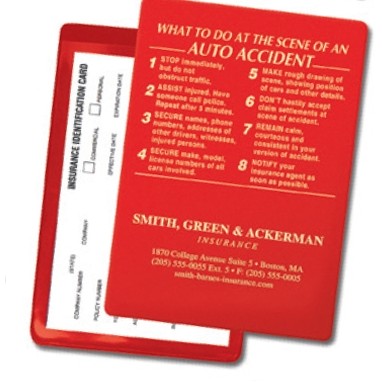 Vinyl Insurance Card Holders - w/ At The Scene Instructions (Standard 4" x 5 5/8")