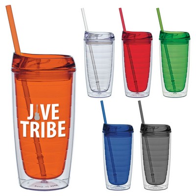 15 Oz. Cool Cup Collection Cup w/Color Matching Lid & Straw