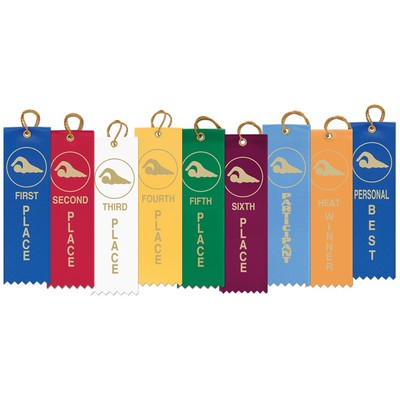 Stock Swimming Square Top Award Ribbon (1 5/8"x6")