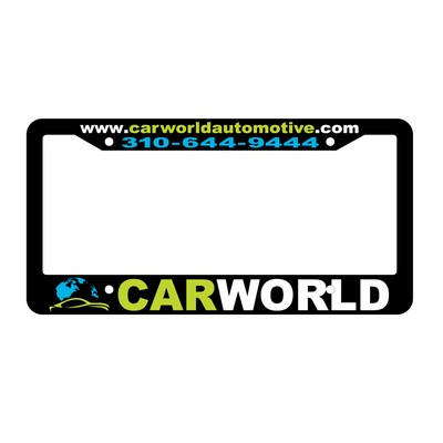 Black Plastic Silk Screened License Plate Frame