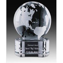 Crystal Series Crystal World Globe on Round Base Award