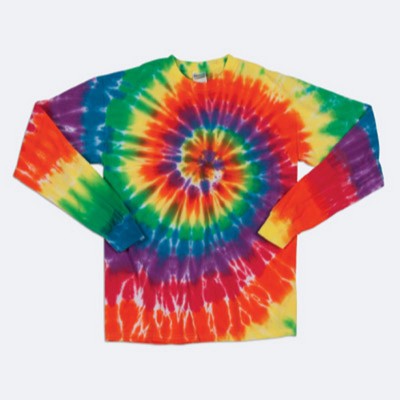 Dyenomite Adult Michelangelo Rainbow Spiral Long Sleeve Tee Shirt