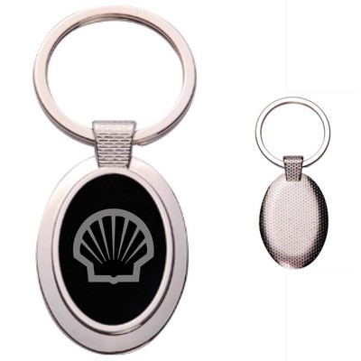 Oval Metal Key Chain w/ Dark Reflective Center