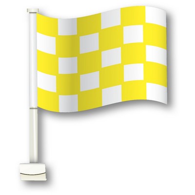 Double-Pane Clip-on Flag w/Pole (Yellow/White Checkered)