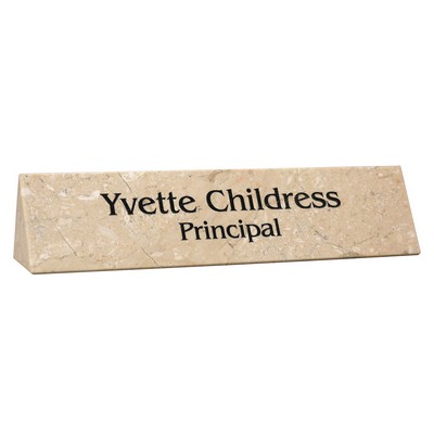 Botticino Beige Marble Triangular Name Plate (8"x2"x2")