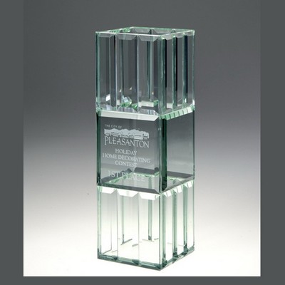 Jade Glass Trophy w/Starlight Vase - Small