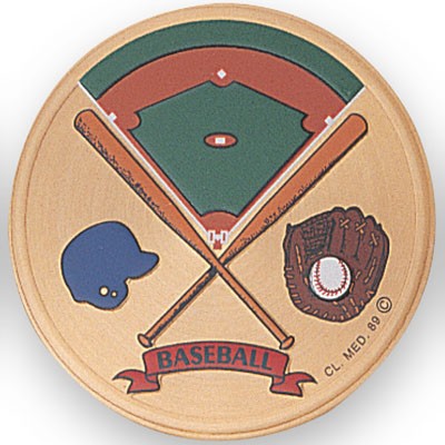 2" Baseball Embossed Litho Printed Medallion Insert Disc