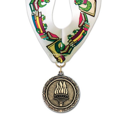 1-1/2" Torch Cast MX Medal w/ Stock Millennium Neck Ribbon