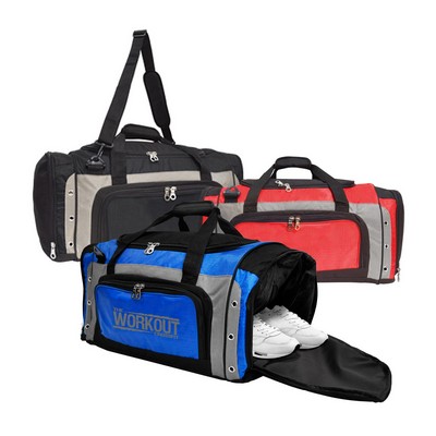 23" Rip Stop Nylon Deluxe Duffel With Shoe Compartment